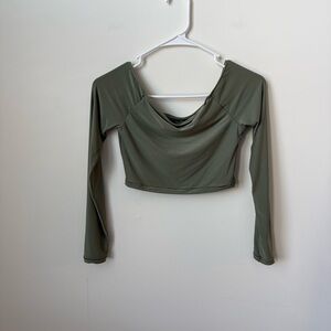 Smoothez by Aerie Off The Shoulder Long Sleeve Crop Top Green Size Medium